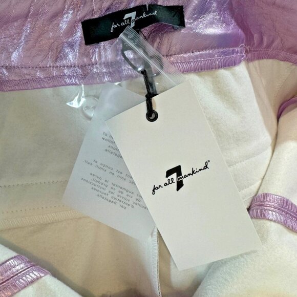 NWT 7 FOR ALL MANKIND Metallic Faux Leather Pink Foil Pants Women’s M S - Picture 6 of 7